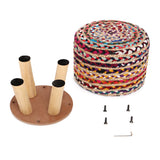 REDEARTH Foot Stool -Handmade Wooden 4 Legs Jute Chindi Seat Footrest for Living Room, Bedroom, Nursery, kidsroom, Patio, Gym; 50% Jute 50% Cotton (16"x14"x14"; Bred Jute Multi)