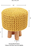 REDEARTH Foot Stool - Handmade Jacquard Wooden 4 Legs Footrest for Living Room, Bedroom, Nursery, kidsroom, Patio, Gym (16"x14"x14"; Mustard) Set of 1