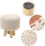 REDEARTH Foot Stool -Handmade Macrame Wooden 4 Legs Seat Footrest for Living Room, Bedroom, Nursery, kidsroom, Patio, Gym; 100% Cotton (16x14x14; Natural)