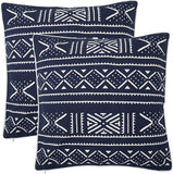 REDEARTH Printed Throw Pillow Cushion Covers-Woven Decorative Farmhouse Cases Set for Couch, Sofa, Bed, Chair, Dining, Patio, Outdoor, car; 100% Cotton (18x18; Mud Cloth Indigo) Pack of 2